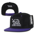 Cuglog California Cali Bear Patch Snapback 6 Panel Flat Bill Caps Hats-Black/Purple-
