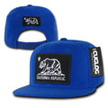 Cuglog California Cali Bear Patch Snapback 6 Panel Flat Bill Caps Hats-Royal-
