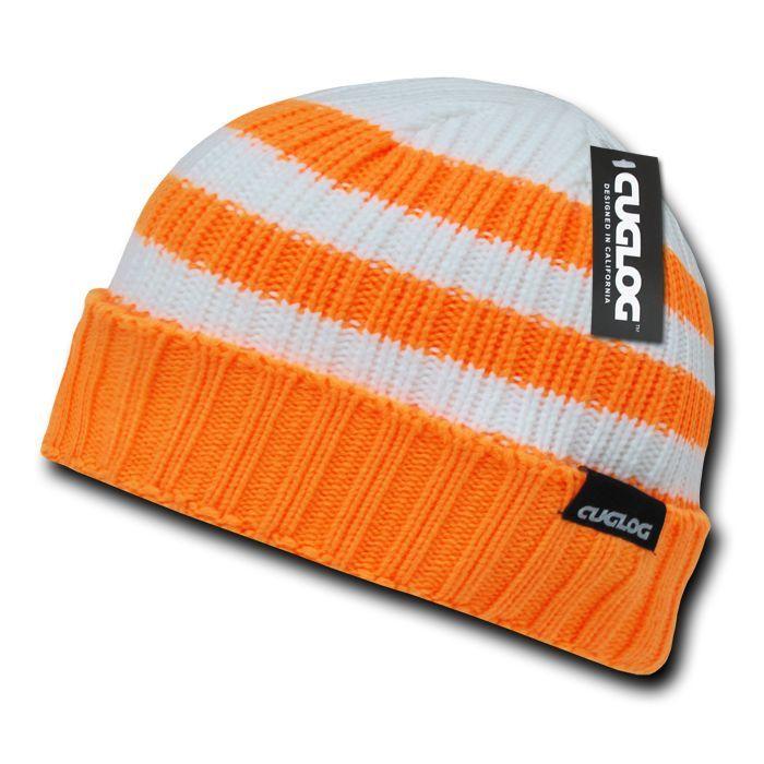 Cuglog Sailor Beanies Colorful Striped Cuffed Cable Knit Skull Caps Hats Winter-Emerald/White-