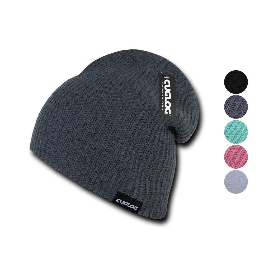 Cuglog Uluru Slouched Beanies Classic Knit Winter Caps Hats Ski Skull-BLACK-