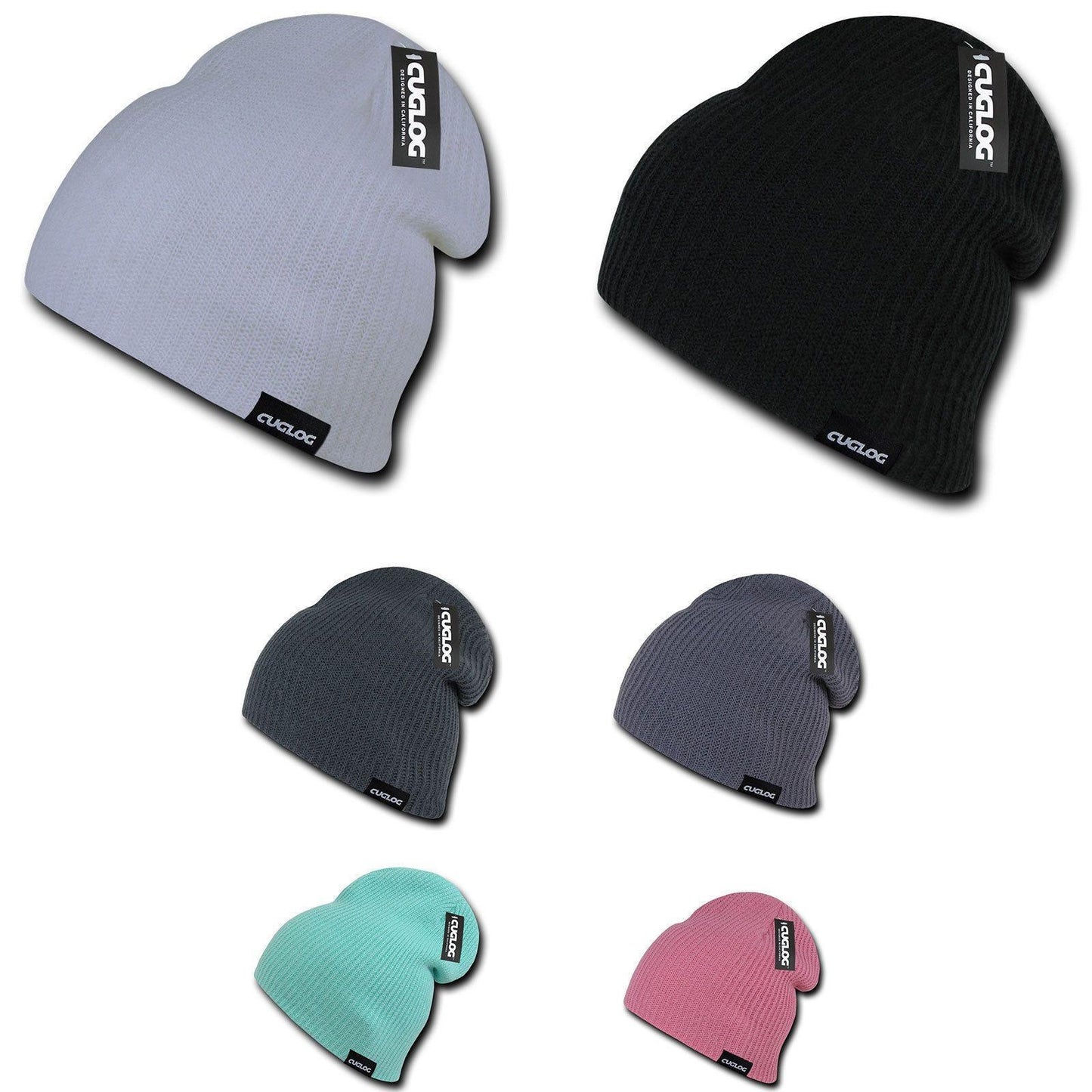 Cuglog Uluru Slouched Beanies Classic Knit Winter Caps Hats Ski Skull-BLACK-