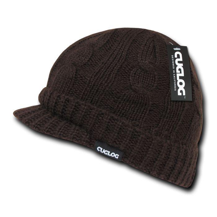 Cuglog Warm Winter Sweater Beanies Cable Knit Visor Gi Skull Caps Hats-Black-