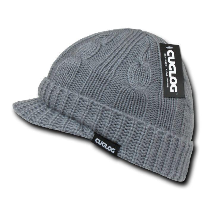 Cuglog Warm Winter Sweater Beanies Cable Knit Visor Gi Skull Caps Hats-Black-
