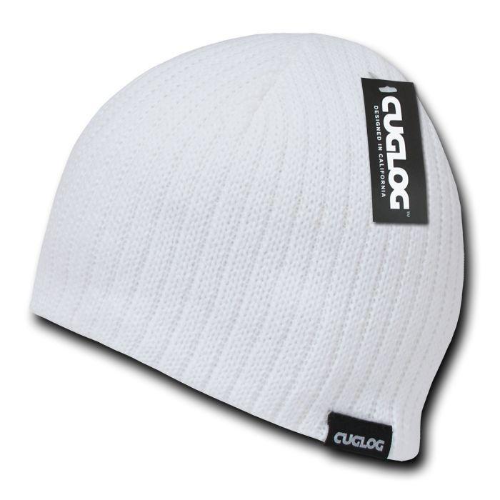 Cuglog Winter Double Lined Beanies Soft Feel Cable Knit Skull Caps Hats Unisex-White-