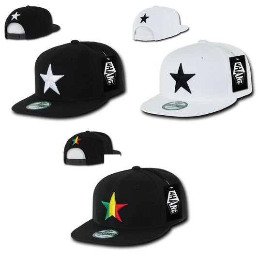 Dallas Lone Star Flat Bill Snapback Hats Caps Black White Rasta Raggae-White-