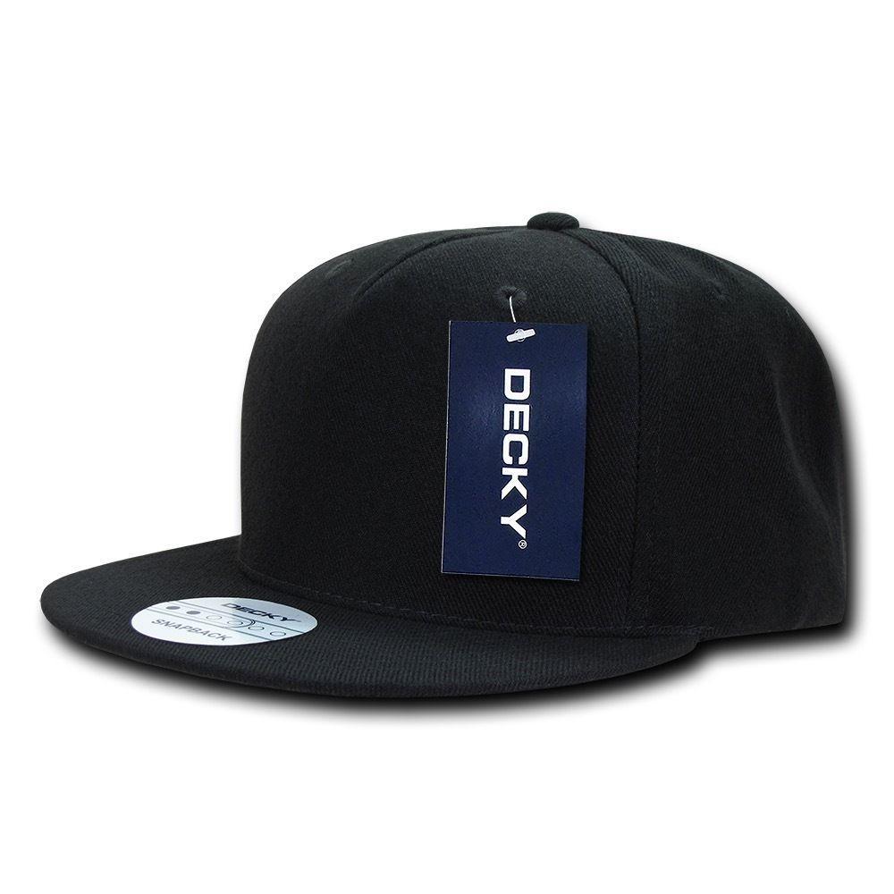 Decky Acrylic Retro Flat Bill Snapback 5 Panel Baseball Caps Hats Unisex-Navy-