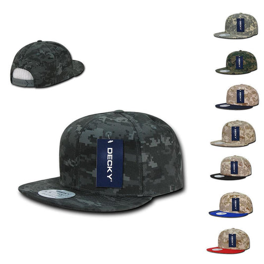 Decky Army Camouflage 100% Cotton Retro Flat Bill 6 Panel Snapback Hats Caps-ACU/ ACU/ACU-