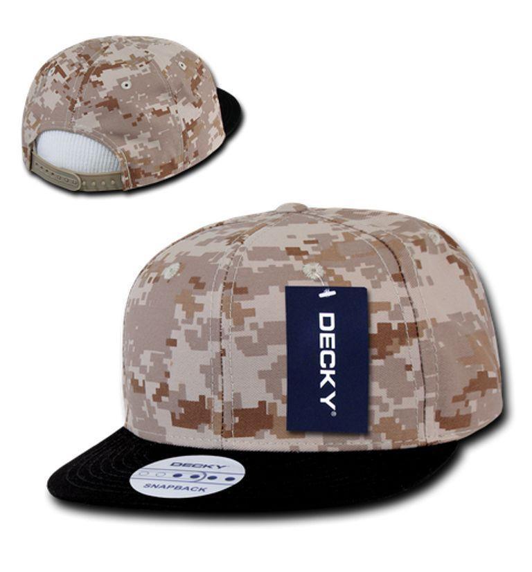 Decky Army Camouflage 100% Cotton Retro Flat Bill 6 Panel Snapback Hats Caps-ACU/ ACU/ACU-