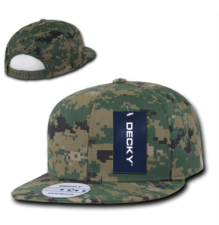 Decky Army Camouflage 100% Cotton Retro Flat Bill 6 Panel Snapback Hats Caps-ACU/ ACU/ACU-