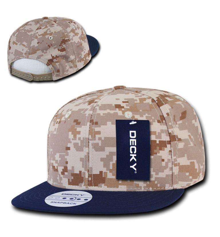 Decky Army Camouflage 100% Cotton Retro Flat Bill 6 Panel Snapback Hats Caps-ACU/ ACU/ACU-