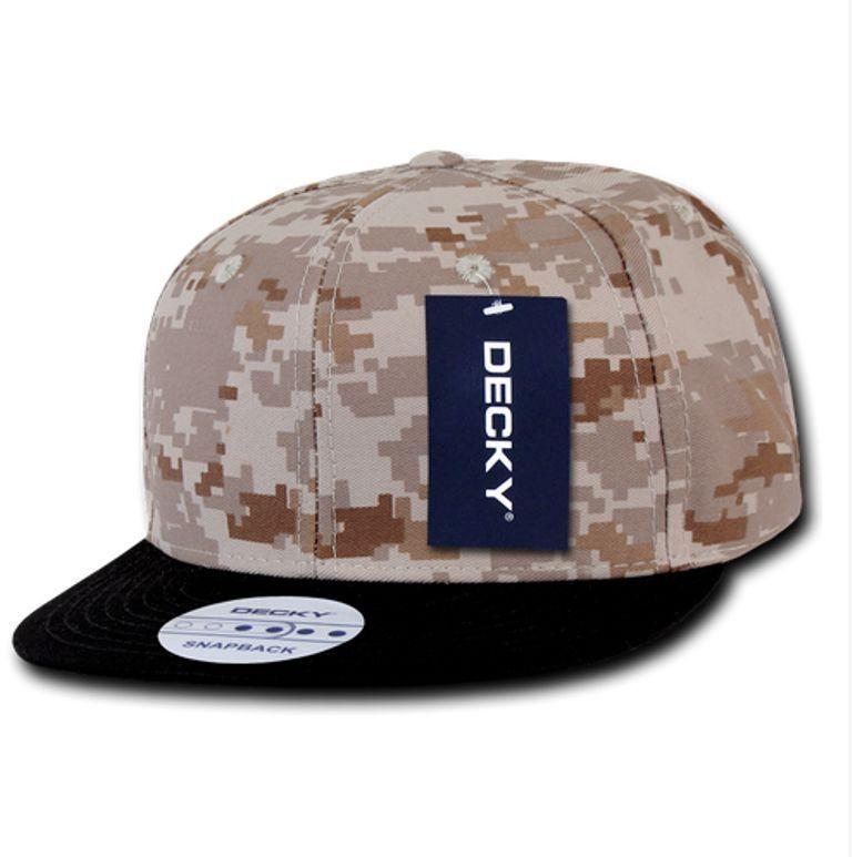 Decky Army Camouflage 100% Cotton Retro Flat Bill 6 Panel Snapback Hats Caps-ACU/ ACU/ACU-