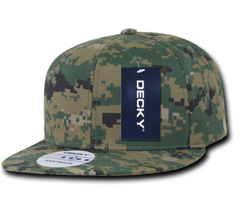 Decky Army Camouflage 100% Cotton Retro Flat Bill 6 Panel Snapback Hats Caps-ACU/ ACU/ACU-