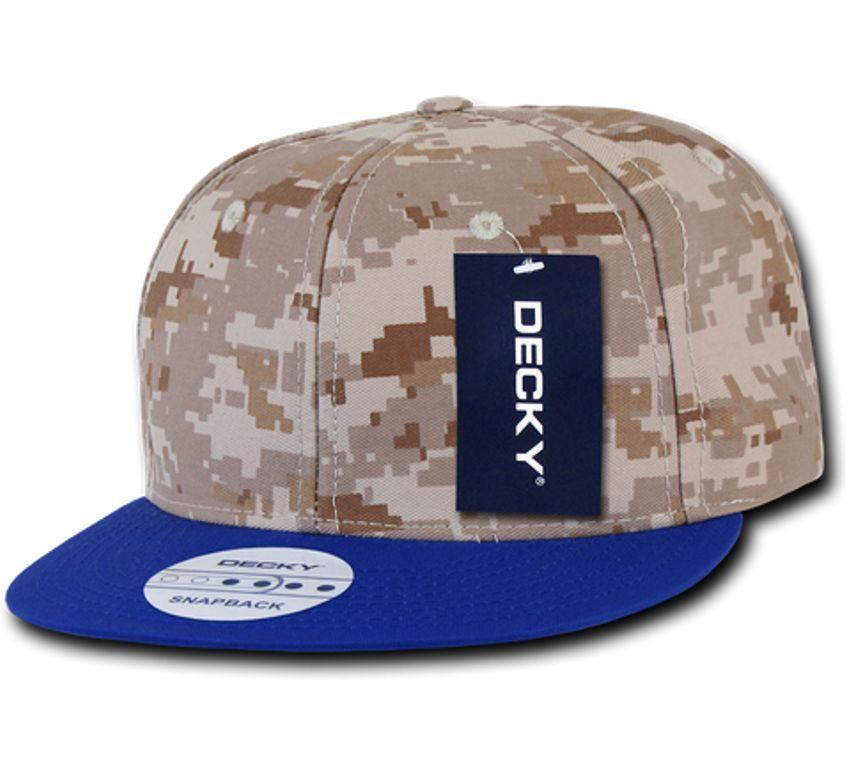 Decky Army Camouflage 100% Cotton Retro Flat Bill 6 Panel Snapback Hats Caps-ACU/ ACU/ACU-