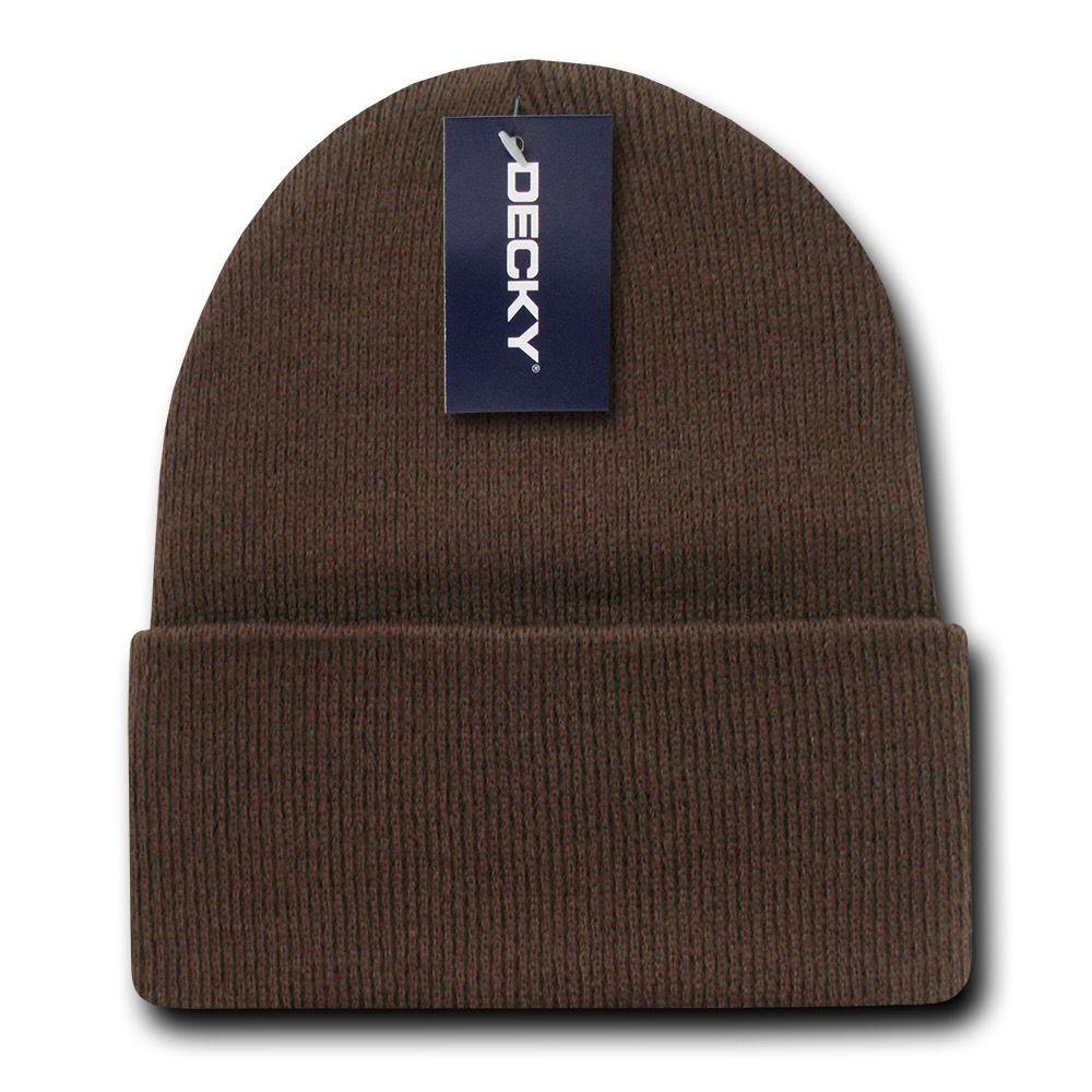 Decky Beanies Cuffed Knit Ski Skull Caps Hats Snug Warm Winter Unisex-Black-