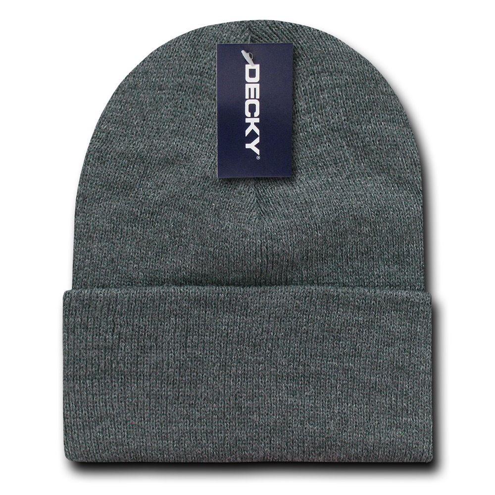 Decky Beanies Cuffed Knit Ski Skull Caps Hats Snug Warm Winter Unisex-Black-