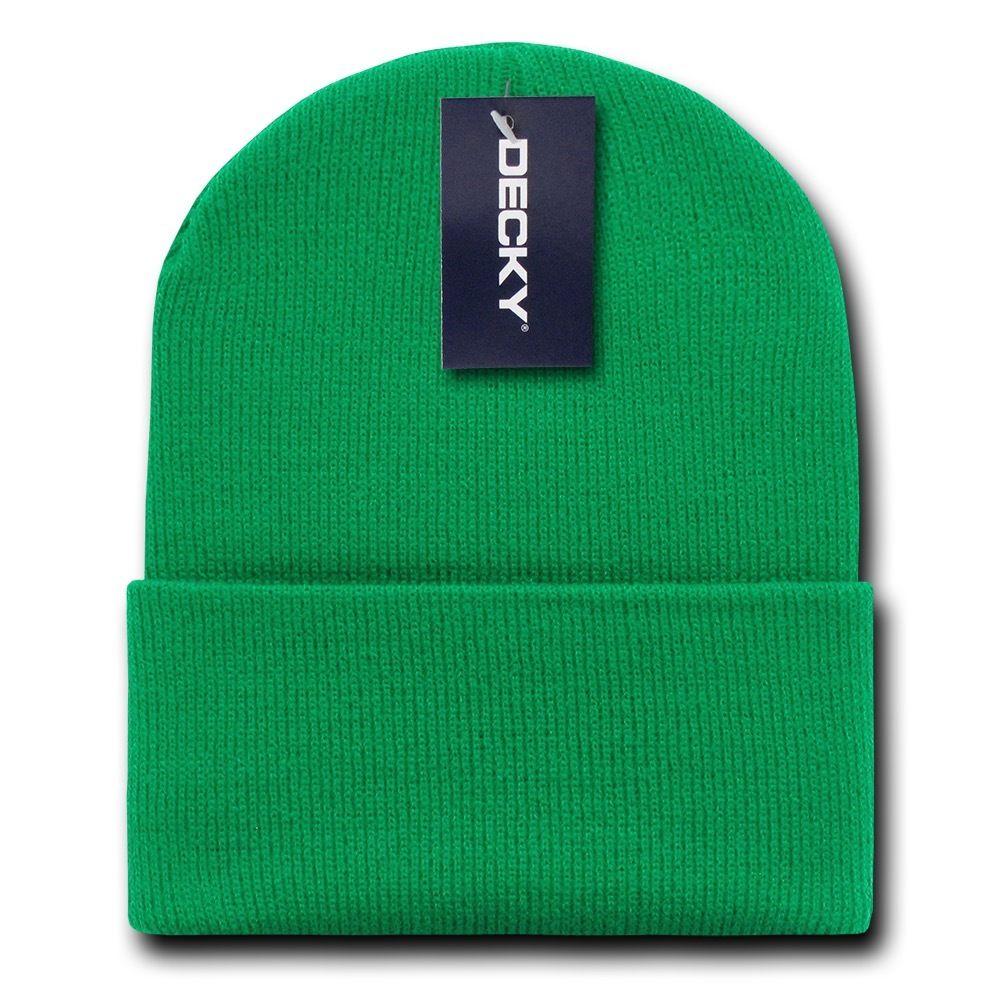 Decky Beanies Cuffed Knit Ski Skull Caps Hats Snug Warm Winter Unisex-Black-
