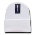 Decky Beanies Cuffed Knit Ski Skull Caps Hats Snug Warm Winter Unisex-White-