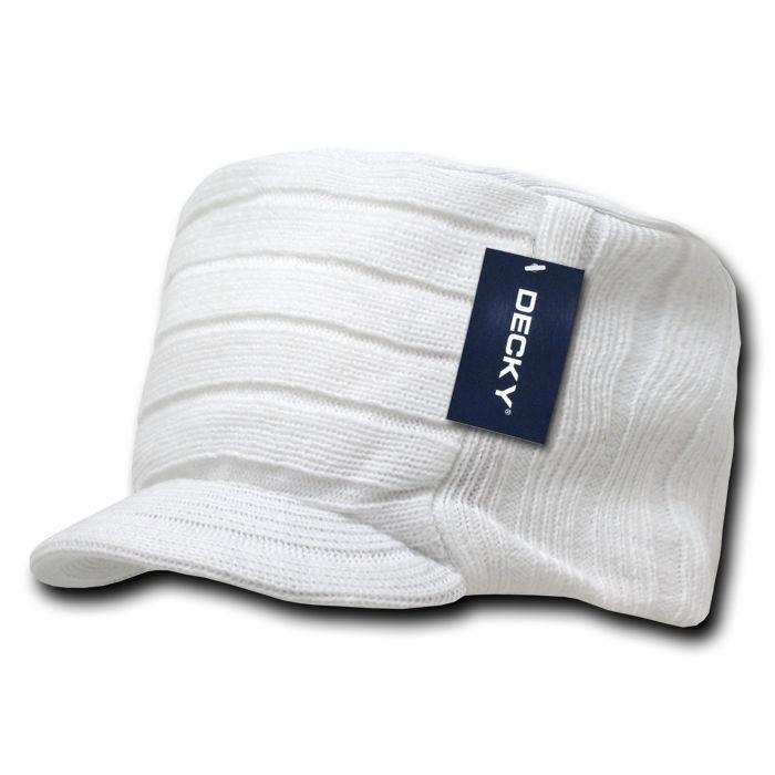 Decky Beanies Knitted Flat Top Warm Ribbed Visor Ski Cadet Gi Caps-Navy-