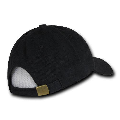 Decky Blank Brushed Bull Denim Cotton Dad Caps Hats-Black-
