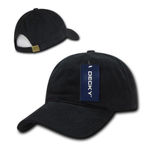 Decky Blank Brushed Bull Denim Cotton Dad Caps Hats-Black-