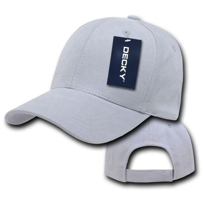 Decky Blank Brushed Bull Denim Cotton Dad Caps Hats-Grey-