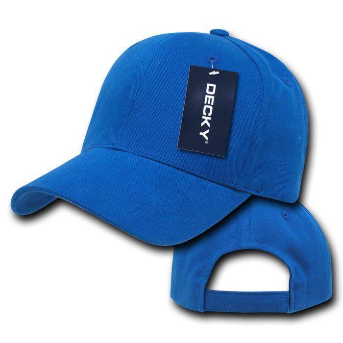Decky Blank Brushed Bull Denim Cotton Dad Caps Hats-Royal-