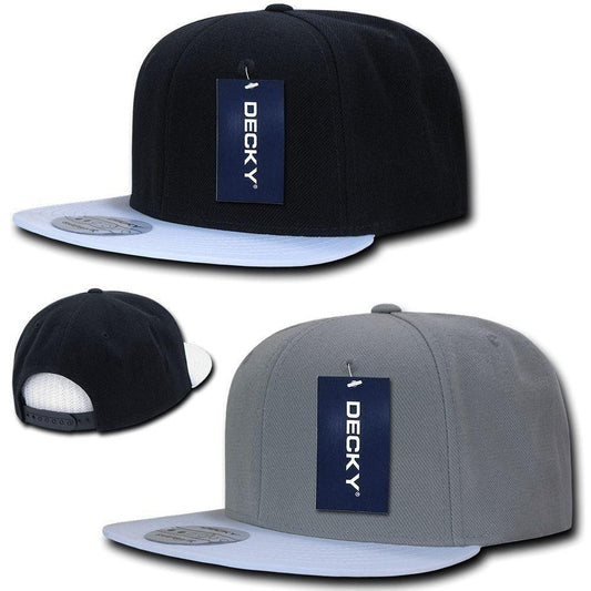 Decky Brim Two Tone Snapbacks 6 Panel Baseball Hats Caps Unisex-Black/White-