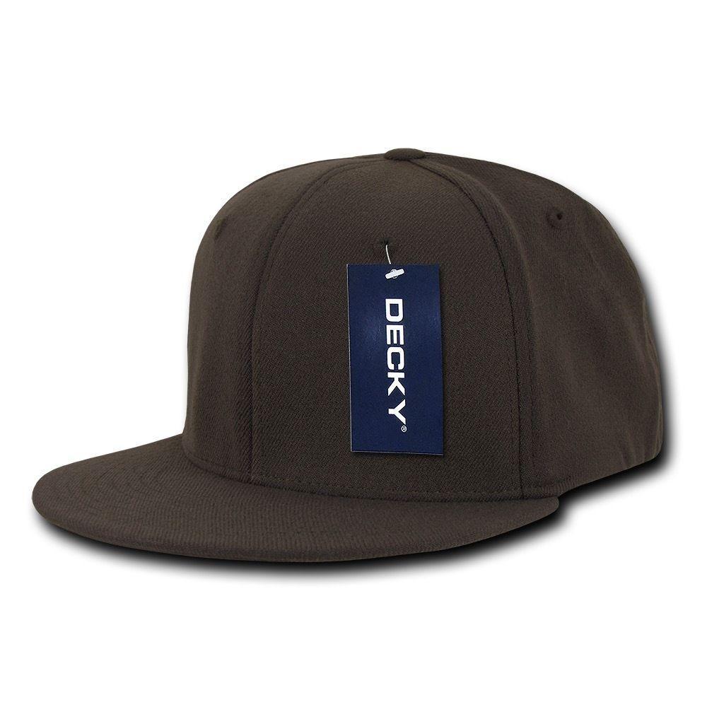 Decky Classic Retro Flat Bill Flex 6 Panel Fitted Baseball Caps Hats-GOLD-
