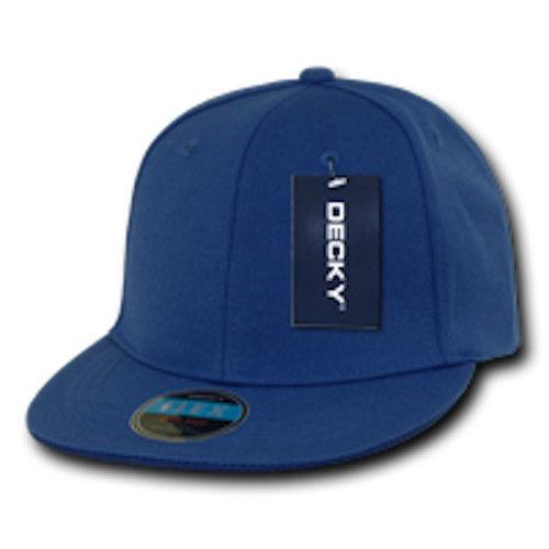 Decky Classic Retro Flat Bill Flex 6 Panel Fitted Baseball Caps Hats-ROYAL-
