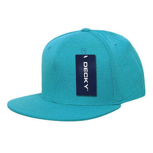 Decky Classic Retro Flat Bill Flex 6 Panel Fitted Baseball Caps Hats-Teal-