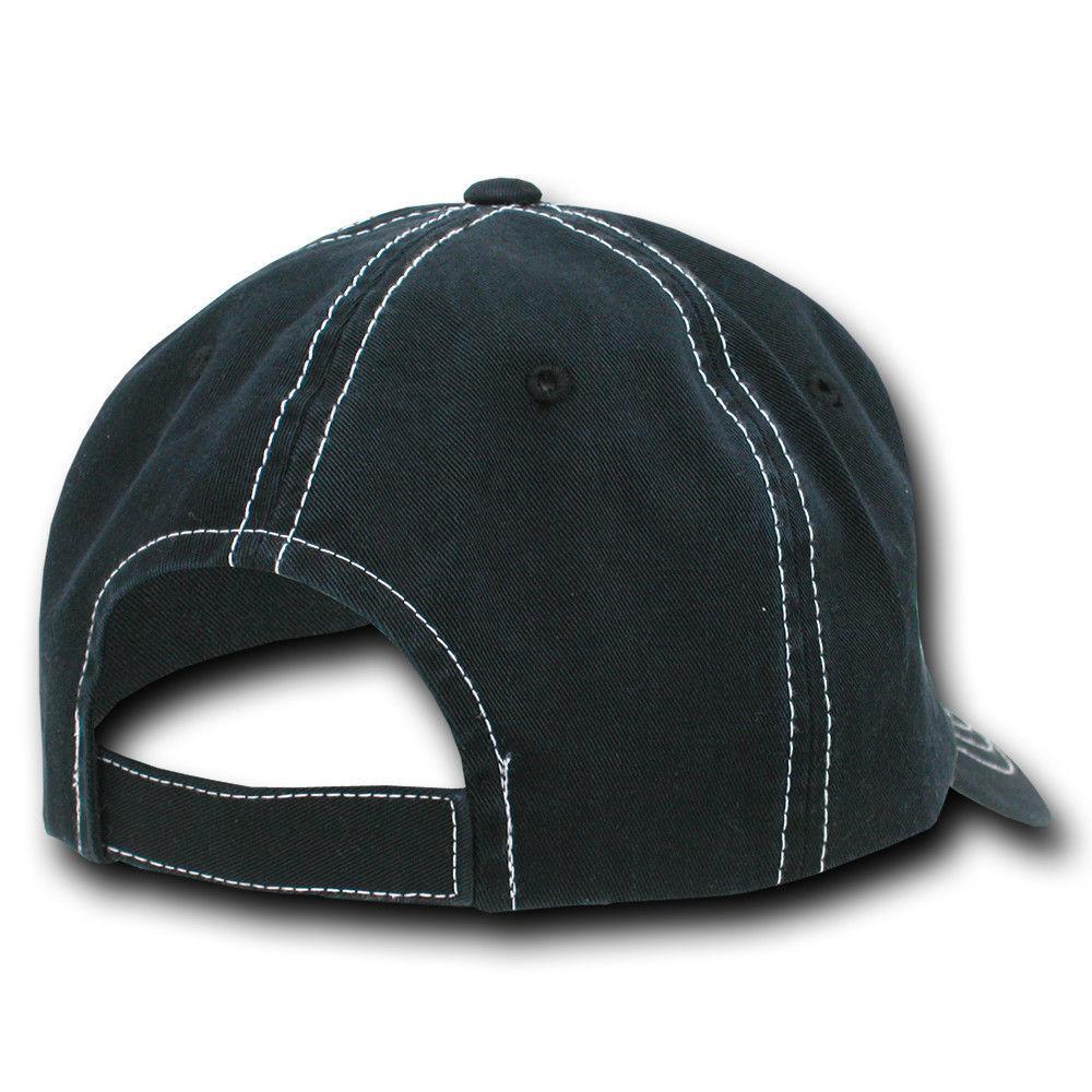Decky Contra Stitch Polo Washed Cotton Dad Caps Hats-Black-