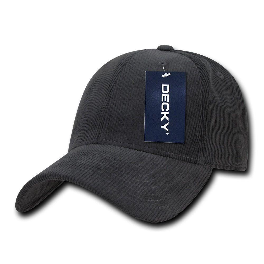 Decky Corduroy Low Crown Pre Curved Bill 6 Panel Dad Caps Hats-Black-