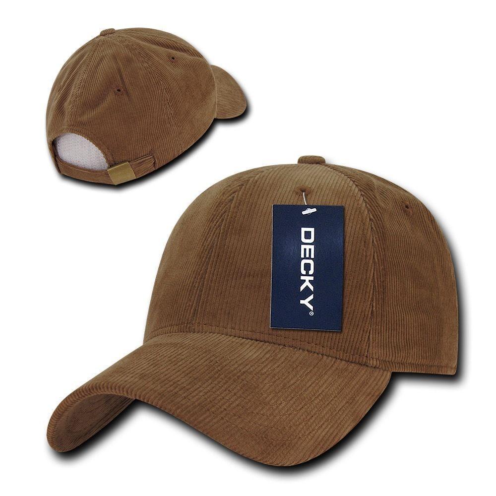 Decky Corduroy Low Crown Pre Curved Bill 6 Panel Dad Caps Hats-Coyote-