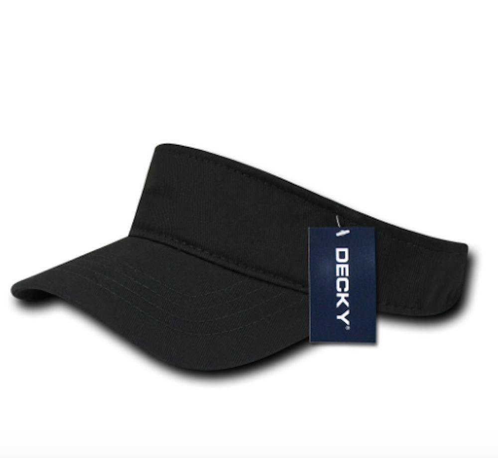 Decky Cotton Chino Twill Polo Visor Golf Tennis Sun Caps Hats-Black-