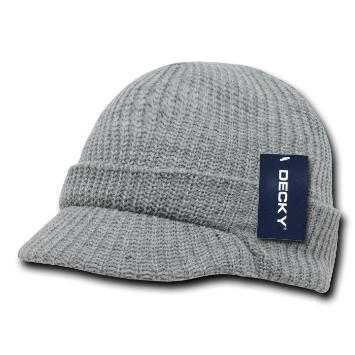 Decky Crocheted Beanies Gi Caps Hats Visor Ski Thick Warm Winter Unisex-Heather Grey-