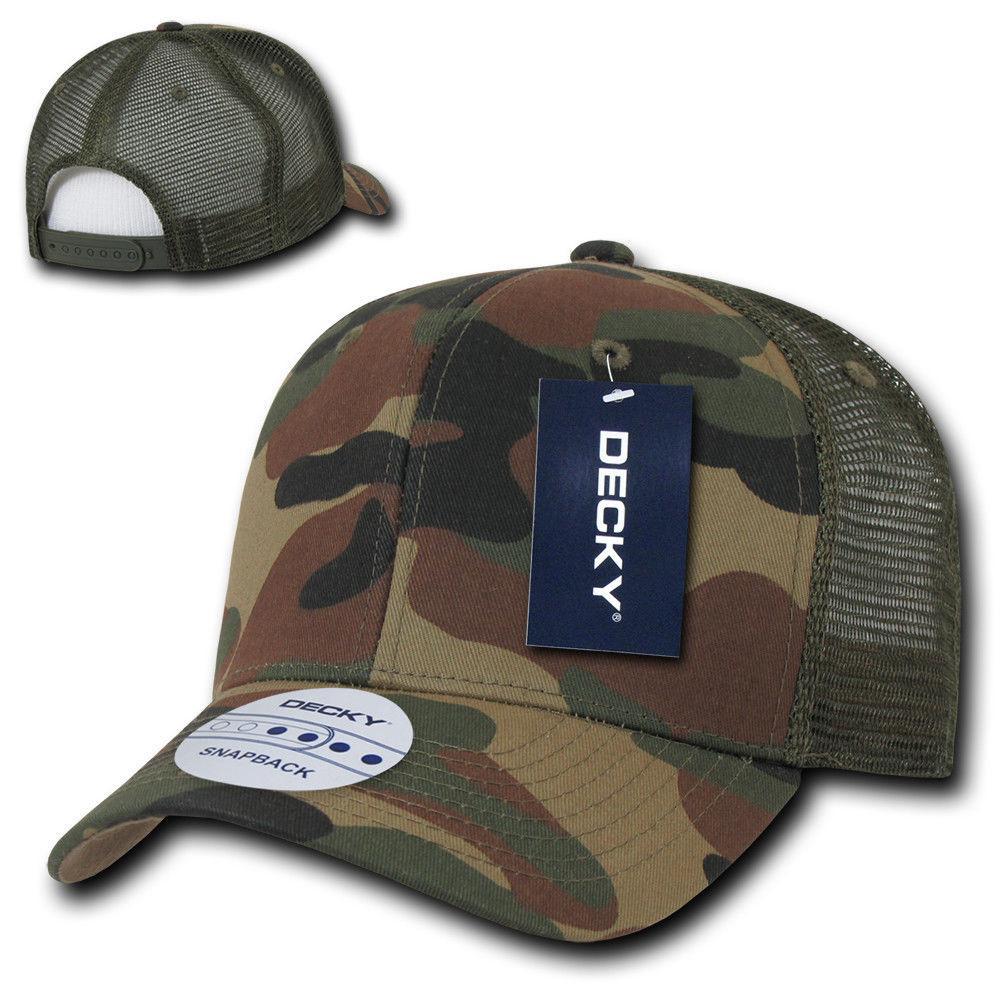 Decky Curved Bill Baseball 6 Panel Trucker Constructed Caps Hats Unisex-Black-