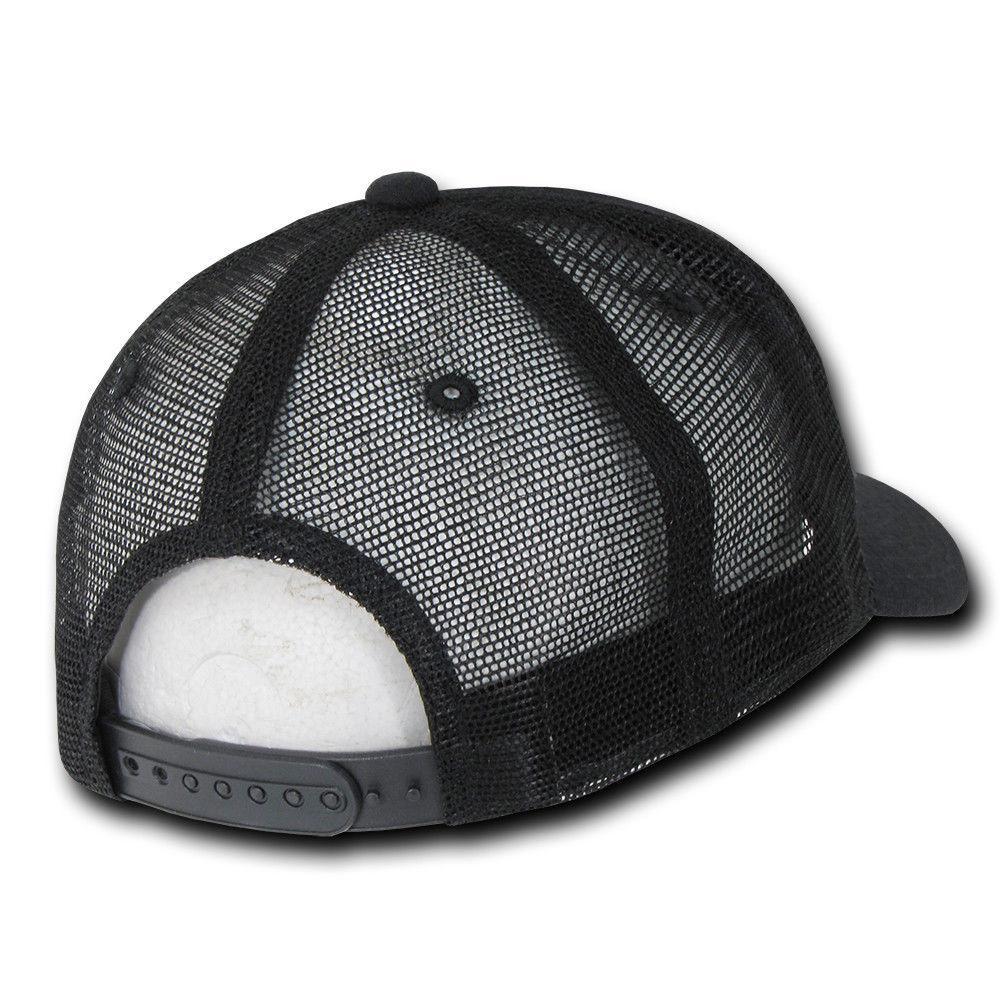 Decky Curved Bill Baseball 6 Panel Trucker Constructed Caps Hats Unisex-Black-