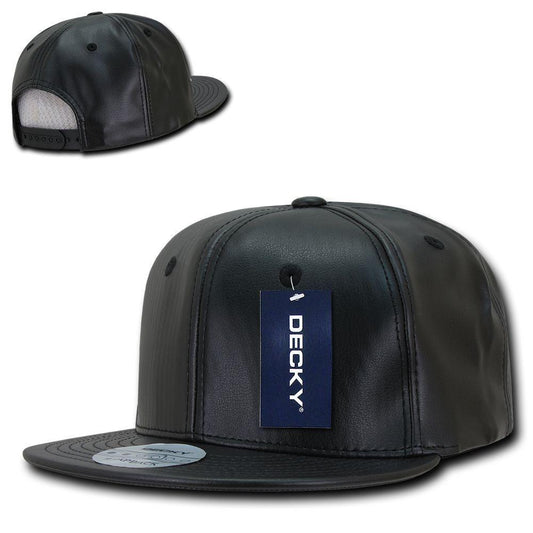 Decky Faux Leather Snapbacks Retro Flat Bill Baseball Hats Caps Unisex-
