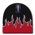 Decky Fire Flame Beanies Caps Hats Short Warm Winter Youth Boys Girls Kids-BLACK/RED/WHITE-