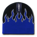 Decky Fire Flames Tribal Beanies Hats Caps Ski Skull Short Uncuffed Winter-8003 - Black/Blue/Grey-