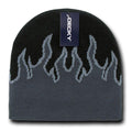 Decky Fire Flames Tribal Beanies Hats Caps Ski Skull Short Uncuffed Winter-8003 - Black/Charcoal/Grey-
