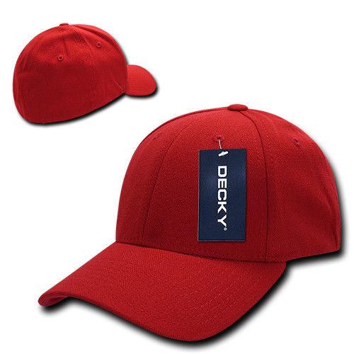 Decky Fitall Flex Fitted Baseball Dad Caps Hats Unisex-Red-Small/Medium-