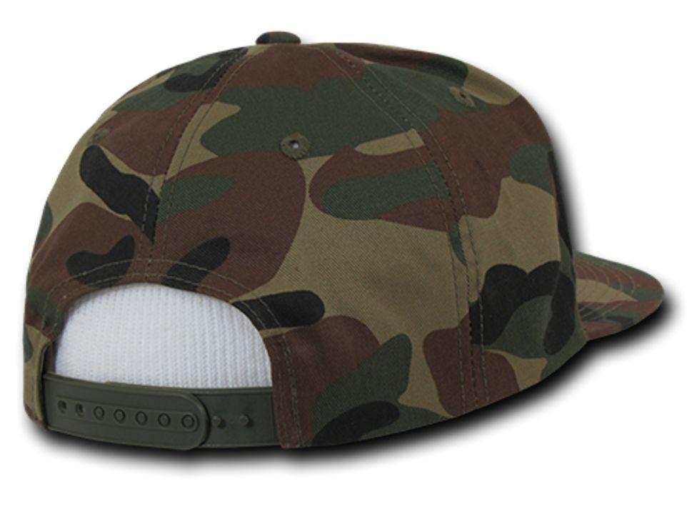 Decky Flat Bill Cotton 5 Panel Constructed High Crown Baseball Hats Caps-Woodland-