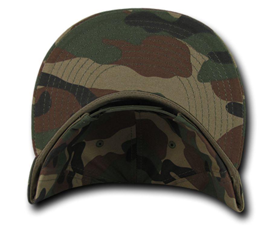 Decky Flat Bill Cotton 5 Panel Constructed High Crown Baseball Hats Caps-Woodland-