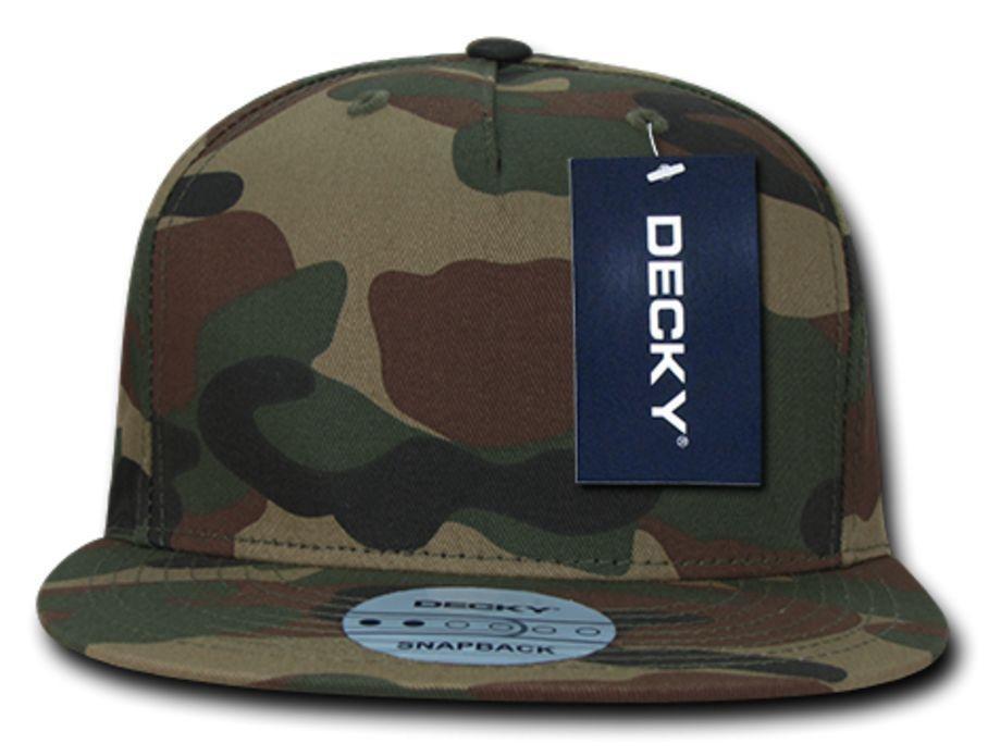 Decky Flat Bill Cotton 5 Panel Constructed High Crown Baseball Hats Caps-Woodland-