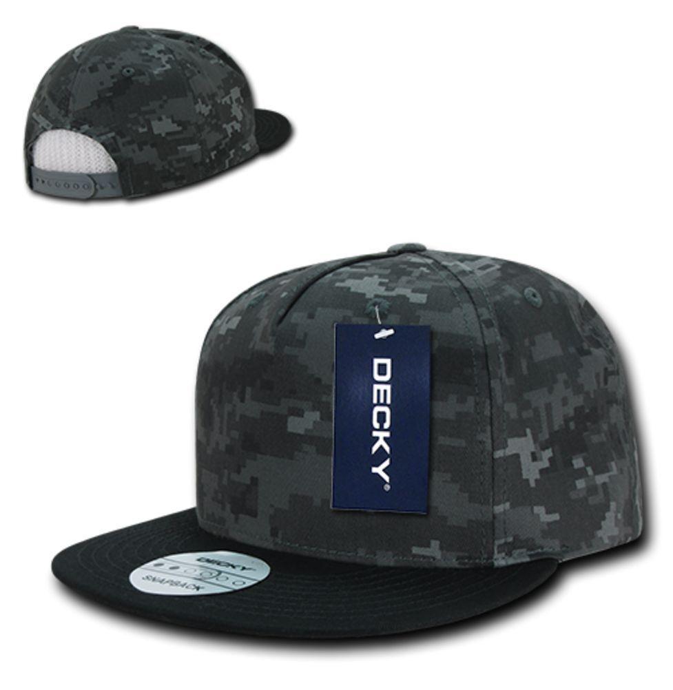 Decky Flat Bill Cotton 5 Panel Constructed High Crown Baseball Hats Caps-Woodland-