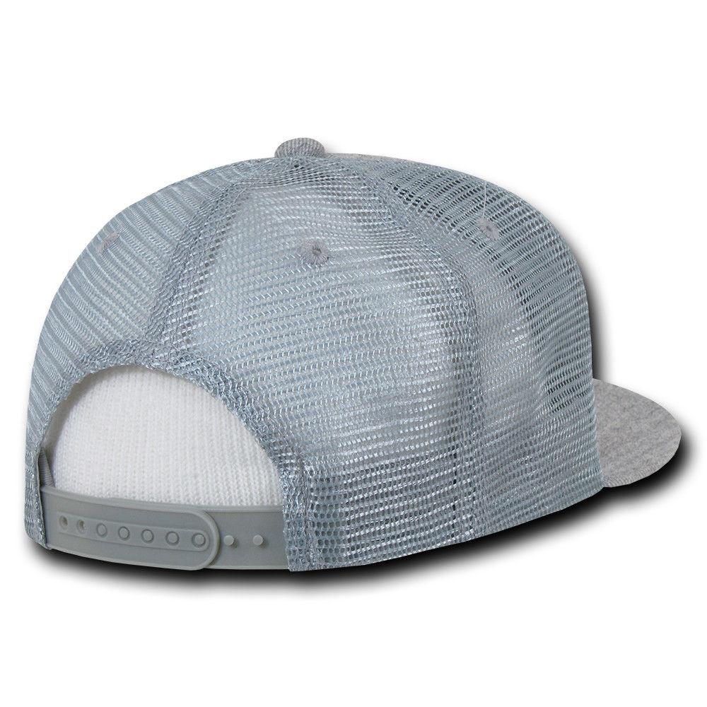 Decky Flat Bill Baseball Mesh Trucker 5 Panels Solid Camouflage Caps Hats-Black-