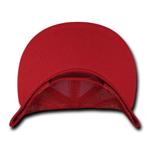 Decky Flat Bill Baseball Mesh Trucker 5 Panels Solid Camouflage Caps Hats-Black-