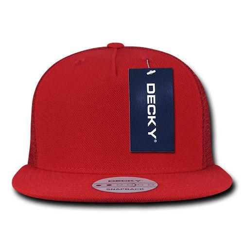 Decky Flat Bill Baseball Mesh Trucker 5 Panels Solid Camouflage Caps Hats-Black-