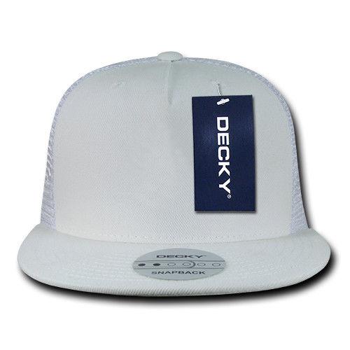 Decky Flat Bill Baseball Mesh Trucker 5 Panels Solid Camouflage Caps Hats-Black-